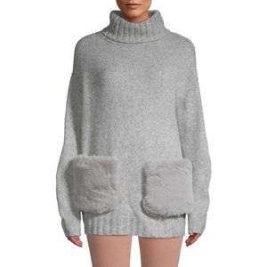 Saks Fifth Avenue Faux Fur Pocket Turtleneck - S